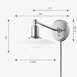 Louis Poulsen PH 2/1 Vegglampe Hvitt opalt glass - Krom / Opal
