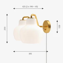 Louis Poulsen VL Ring Crown dobbel Vegglampe