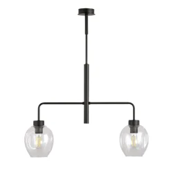 Lukka takpendel 2 lys- Svart/Klart glass
