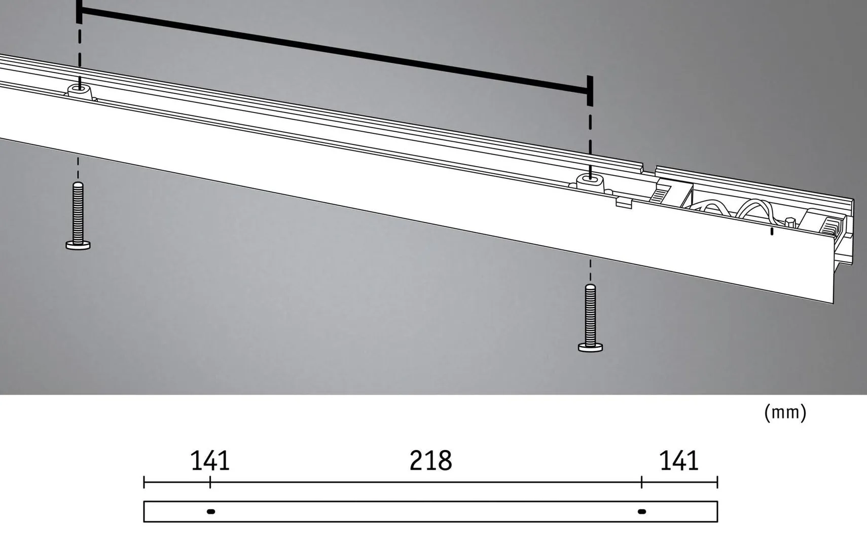 Lyskanal 0,5 meter til Linion kanalsystem 8,5W 3000 Kelvin