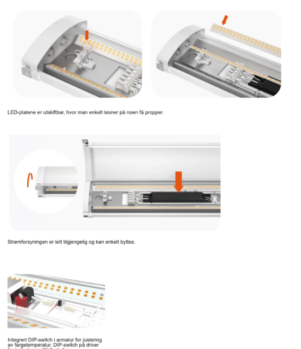 Mega Batten lysarmatur 40W 3000/4000K IP44 - 122 cm
