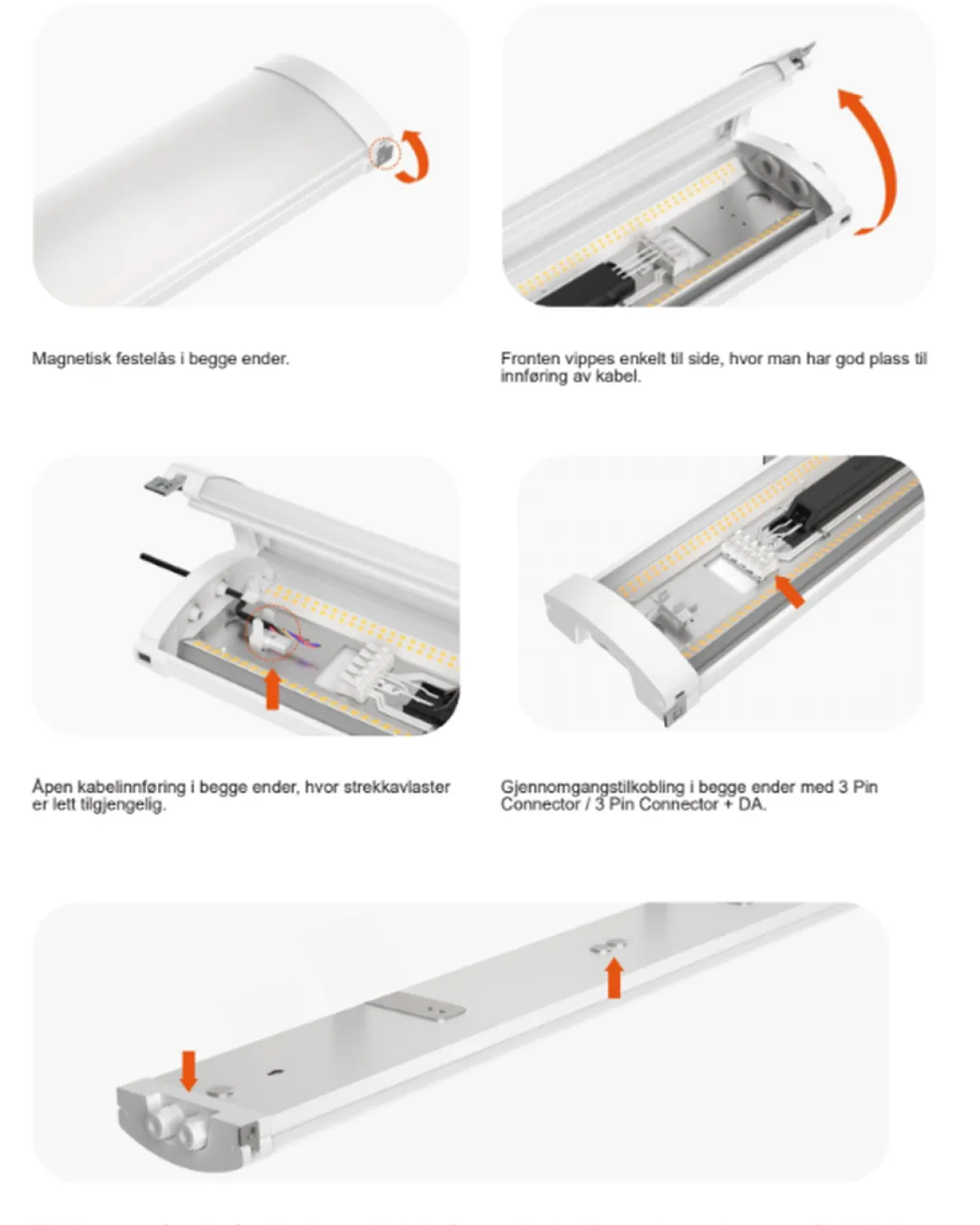 Mega Batten lysarmatur 47W 3000/4000K IP44 - 151 cm