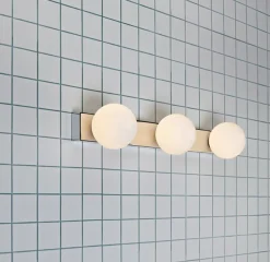 Mini vegglampe 3 - Krom/opalhvit - Krom / Opal