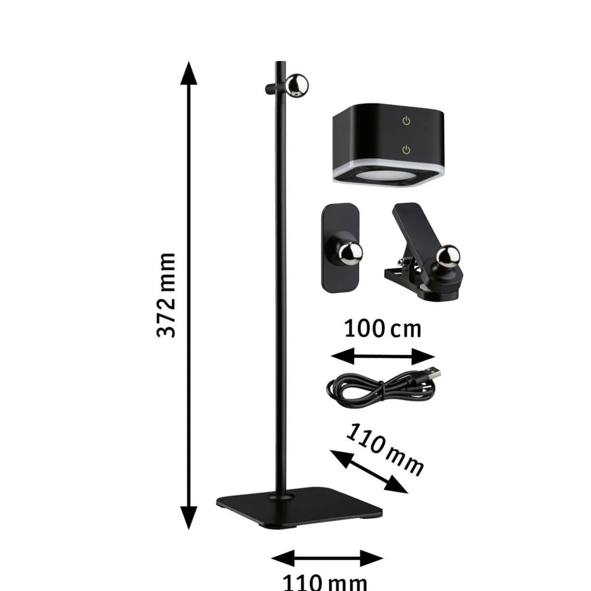 Mobil portabel bord/vegglampe oppladbar 1,6W 2700-6500 Kelvin