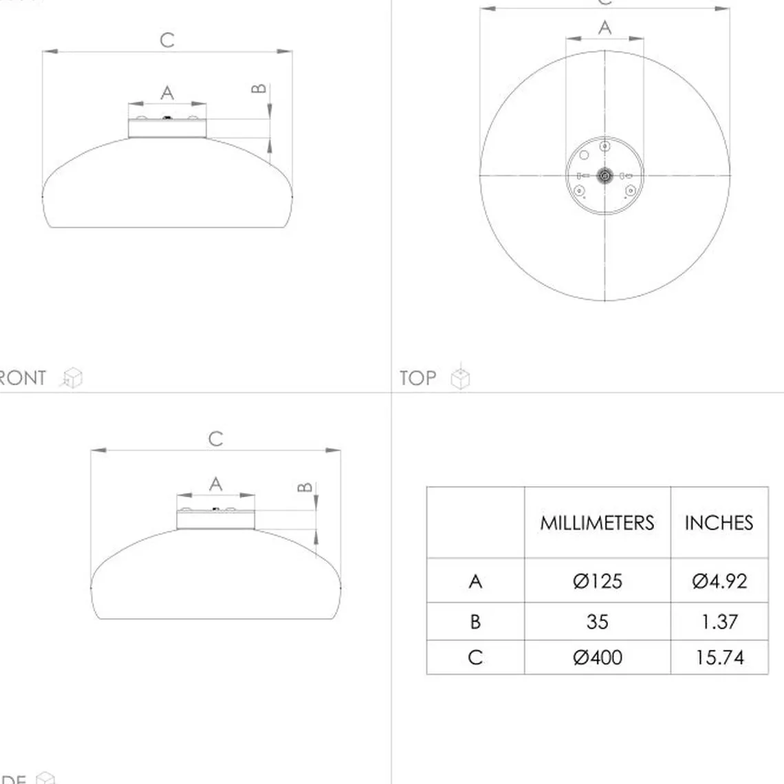 Mogano takplafond 40 cm E27 - Mokka