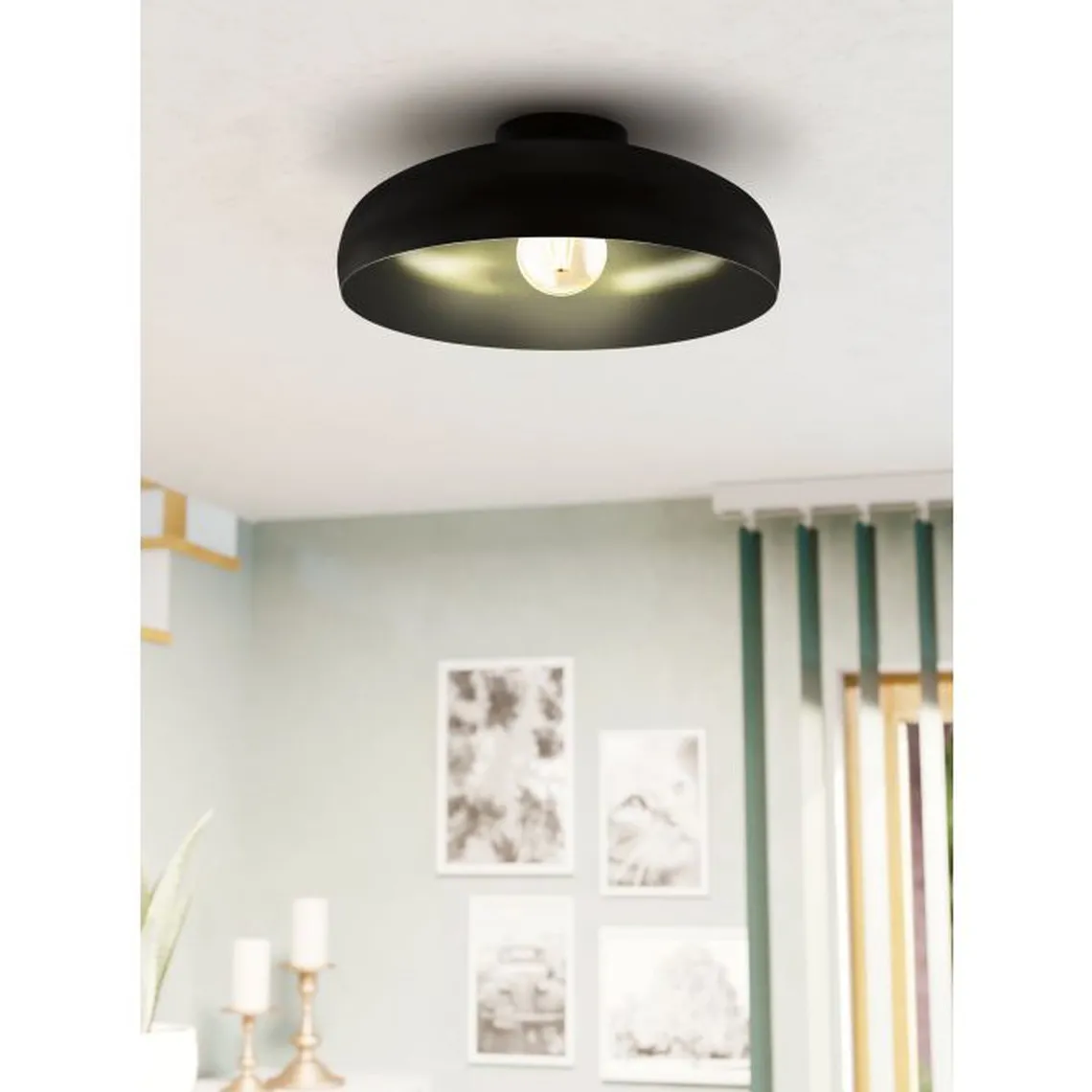 Mogano takplafond 40 cm E27 - Svart