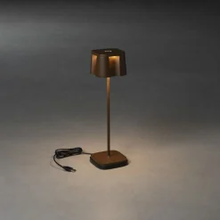 Nice bordlampe 36 cm IP54 oppladbar USB - Rustfarget