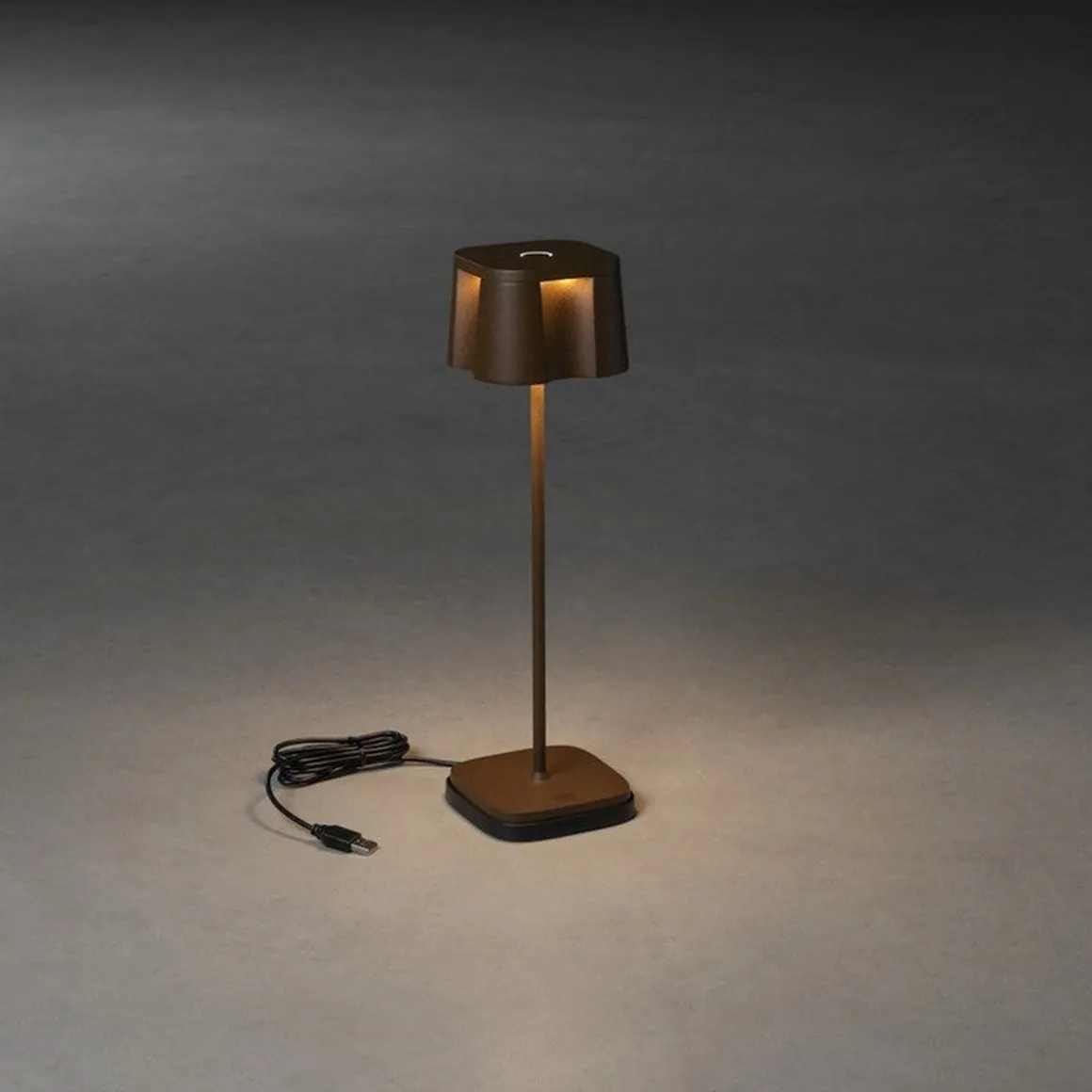 Nice bordlampe 36 cm IP54 oppladbar USB - Rustfarget