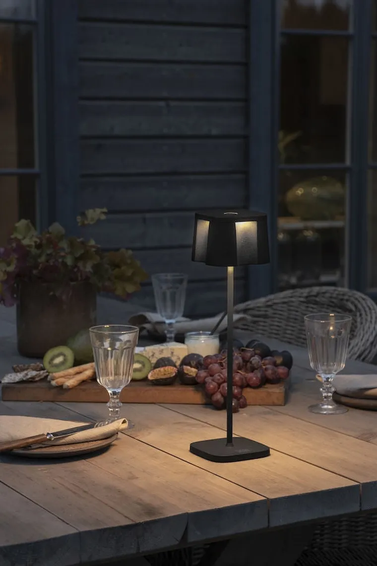 Nice bordlampe 36 cm IP54 oppladbar USB - Svart