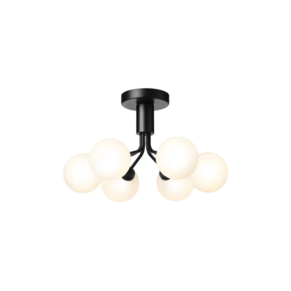 Nuura Apiales 6 taklampe satengsort / opal glass