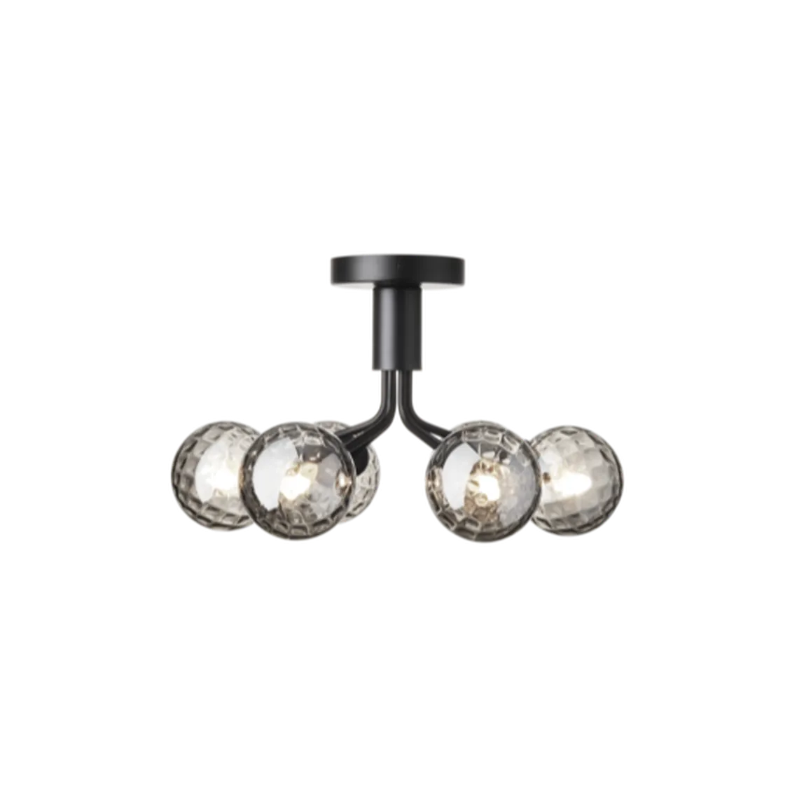 Nuura Apiales 6 taklampe - satengsort / optic røyket glass