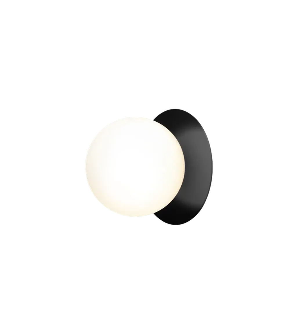 Nuura Liila 1 vegglampe/taklampe - medium - svart / opal glass