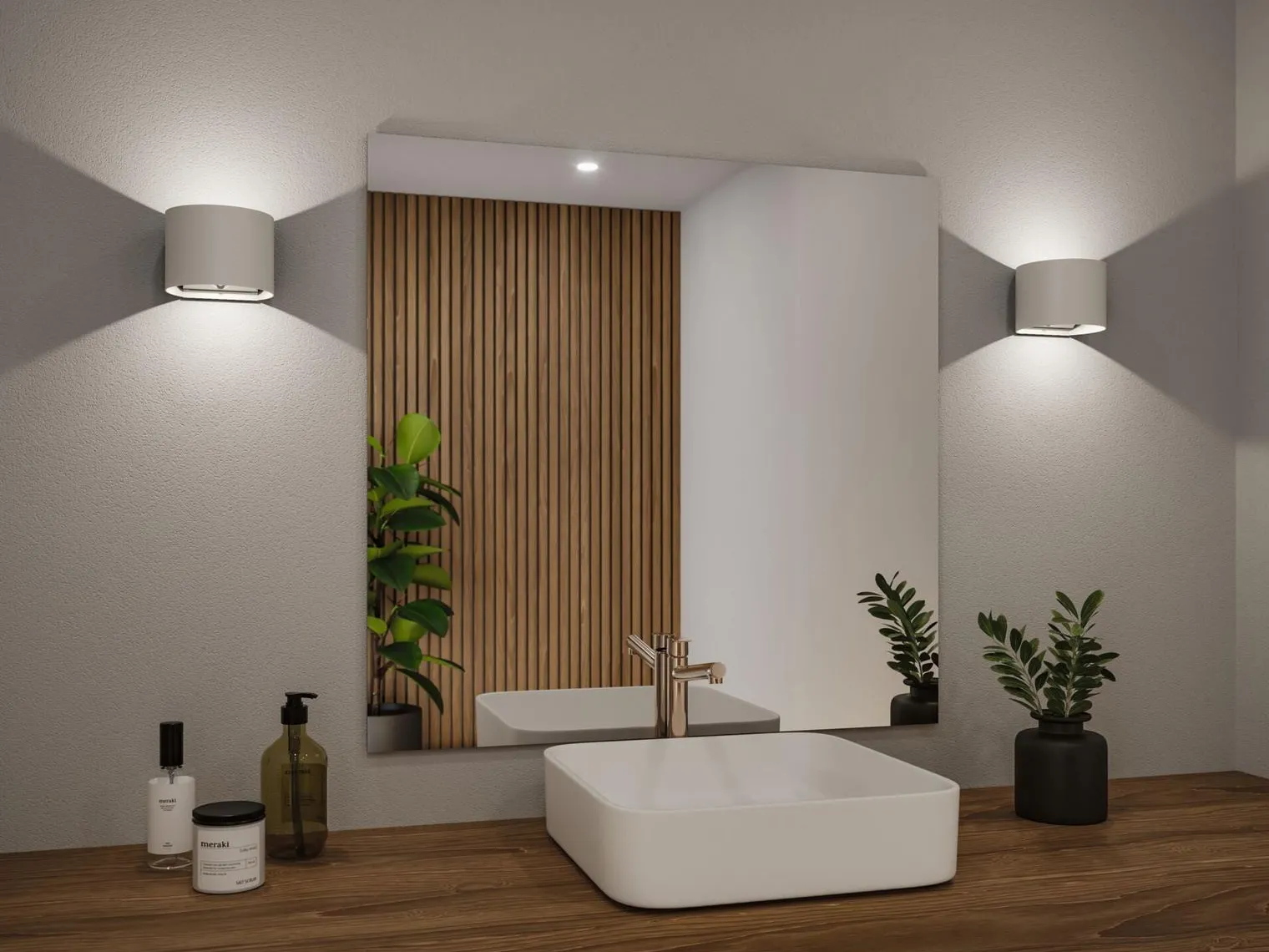 Nyara rund oppladbar vegglampe opp/ned lys med sensor