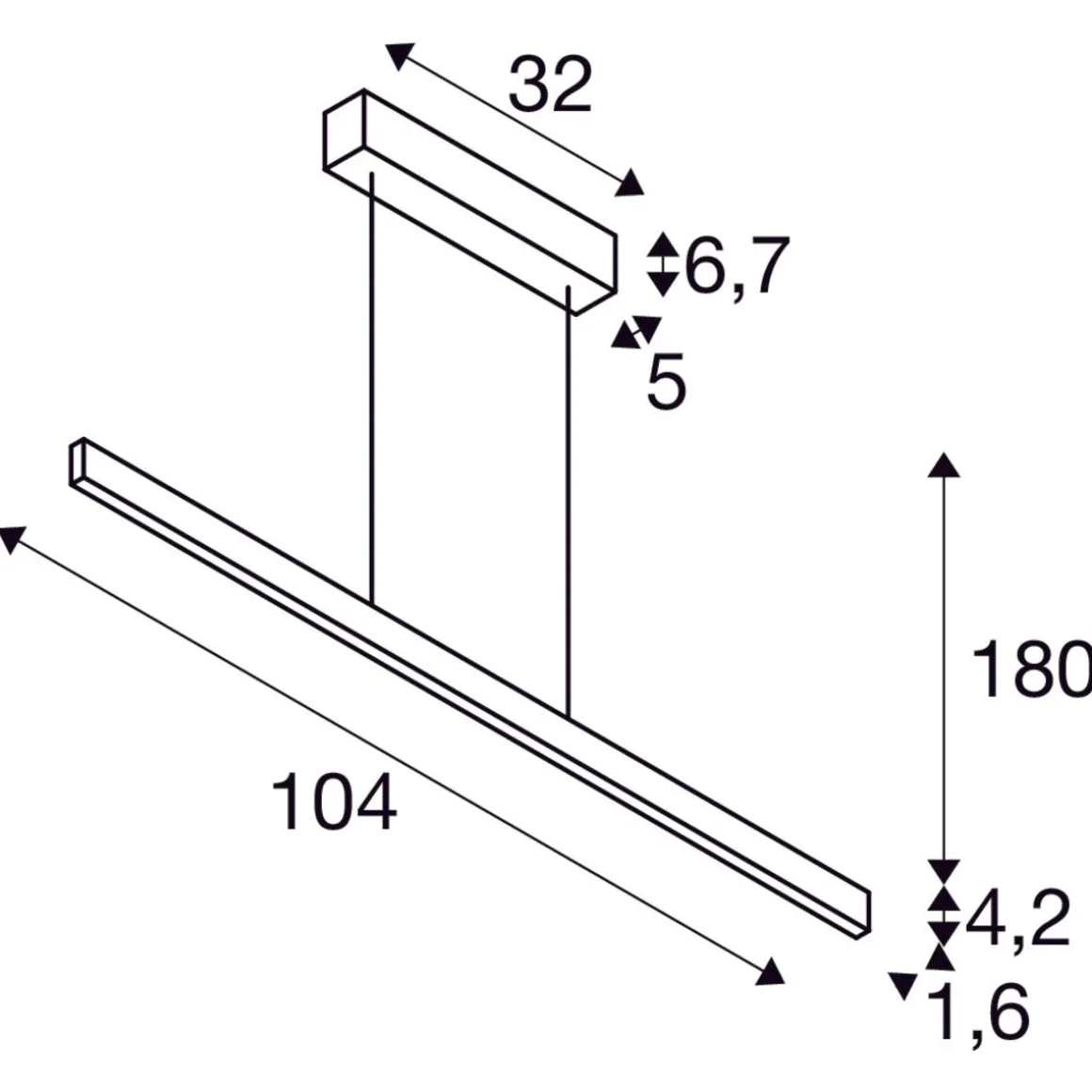 One linear 100 cm takpendel opp/ned lys 24W 2700/3000 Kelvin - Dimbar