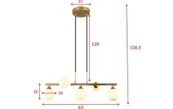 Orb takpendel 63 cm - Opal/Messingfarget