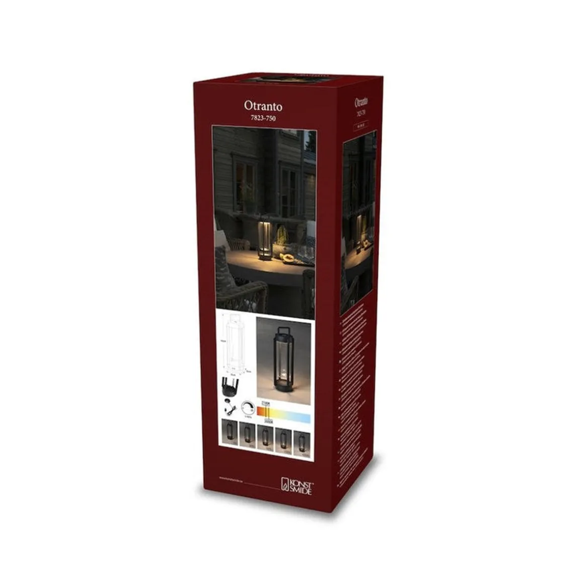 Otranto lanterne bord/gulv 44 cm IP54 oppladbar USB - Svart