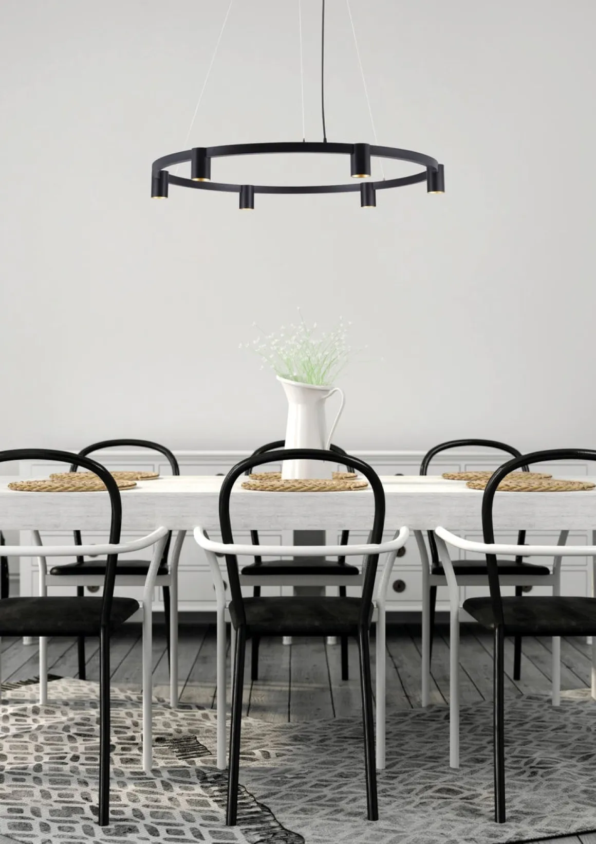 Oz K6 circular takpendel 90 cm - Svart/Gullfarget