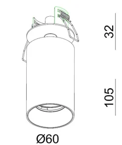 Oz Recessed downlight spot - Svart/Messing