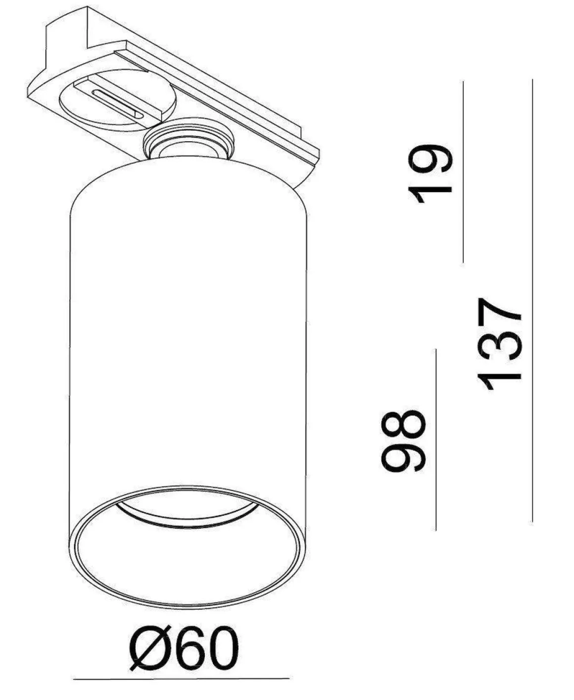 Oz spotskinne 5 spotter 2 meter - Pure white/Svart