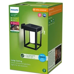 Philips Camill vegglampe 1,4W 3000 Kelvin IP44 solcelledrevet med dag/natt og bevegelse sensor