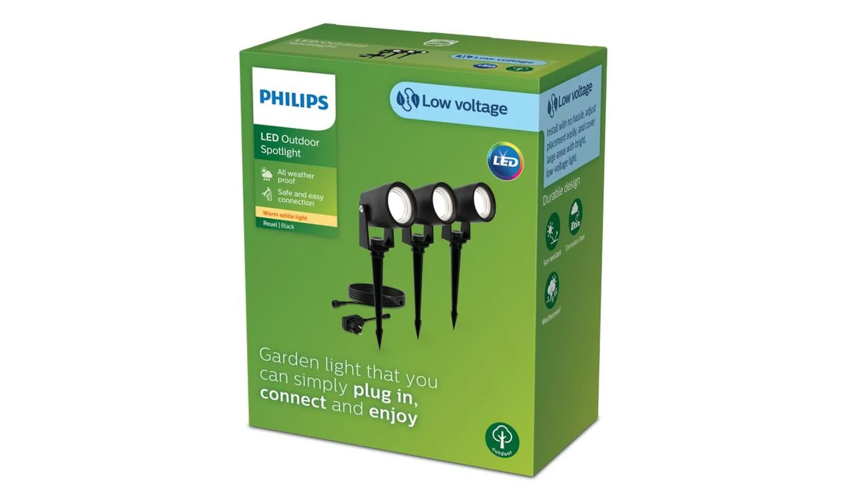 Philips Gardenlink Reuel bakkespotter 2700K 1,5W IP44 3-pakning - 24 Volt