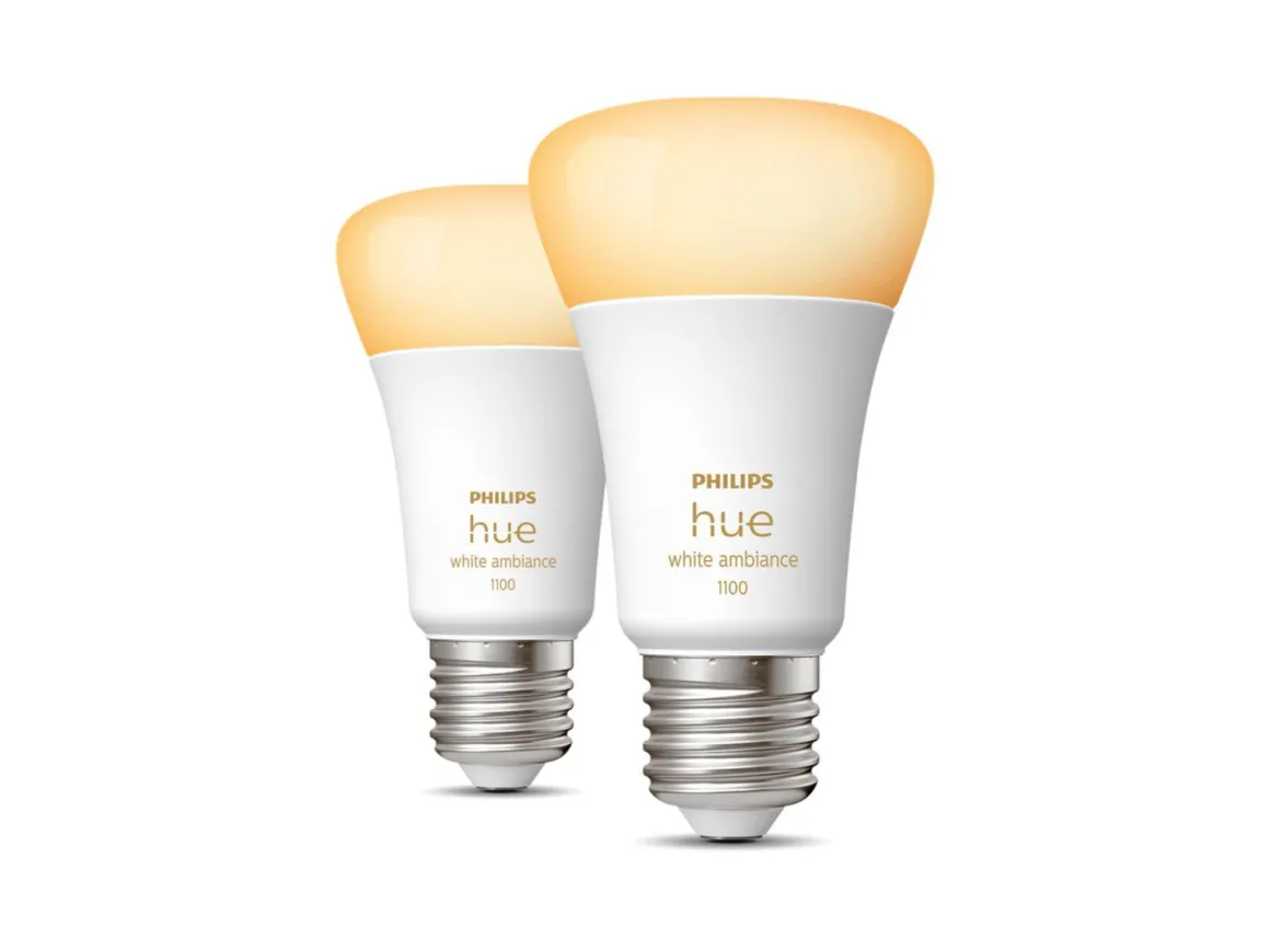 Philips Hue white LED 8W E27 A60 2200-6500 Kelvin - 60 mm - 2 pakning