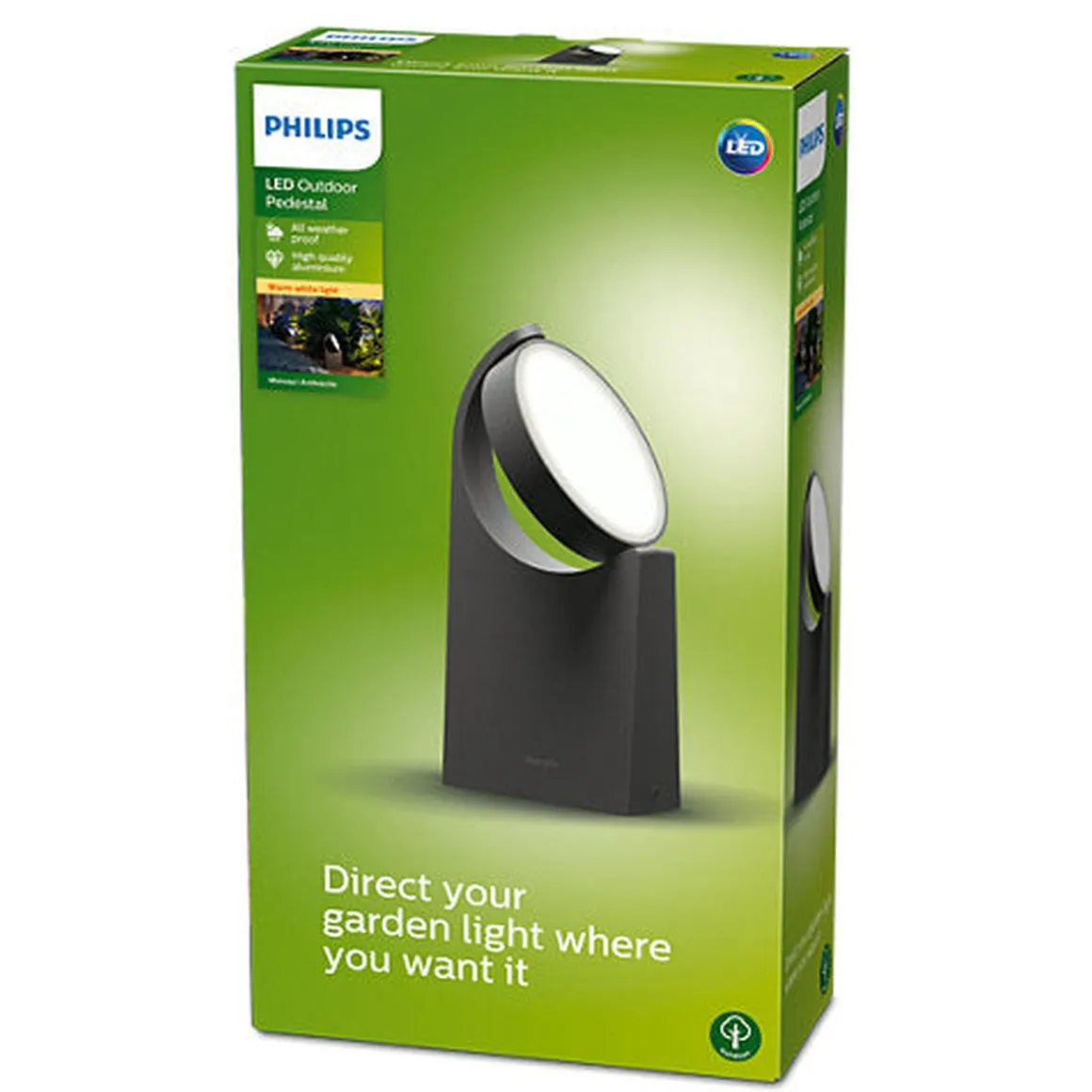 Philips Mimosa uplight 7W 2700K IP44 25 - Antrasitt