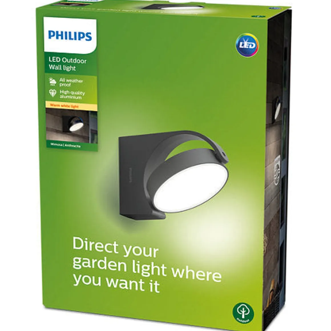 Philips Mimosa vegglampe utendørs 7W 2700K IP44 - Antrasitt