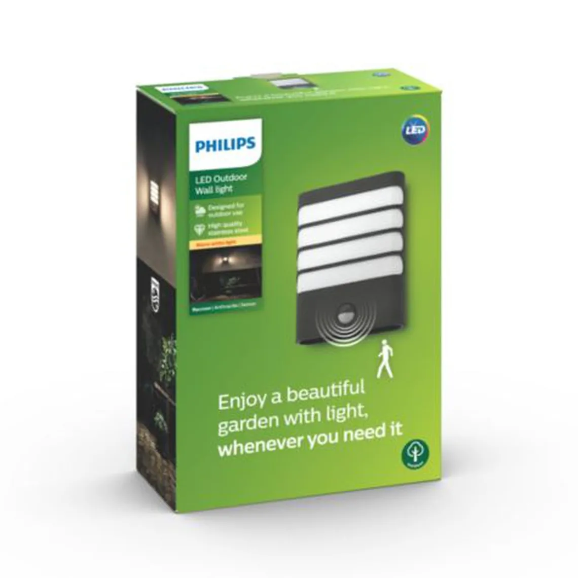 Philips myGarden Raccoon vegglampe utendørs 3W IP44 m/bevegelses sensor IR