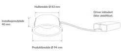 Plejd smart lavtbyggende spot / downlight 2200-4000K IP44 8W RA90