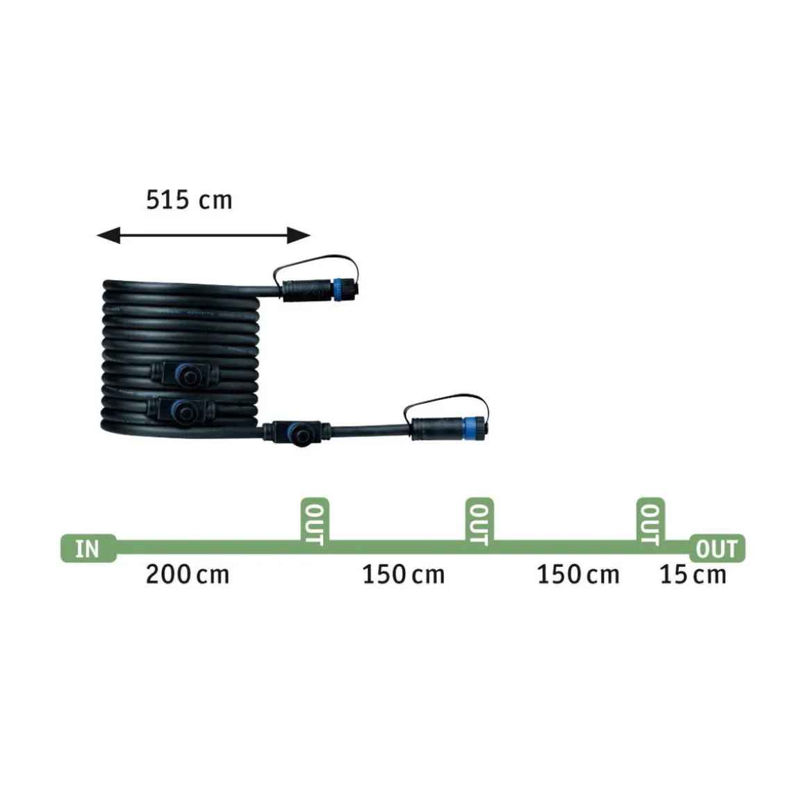 Plug & Shine 5 meter kabel med 4 utganger