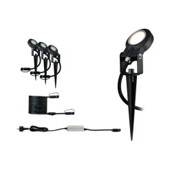 Plug & Shine Sting spot med spyd 6,4W 3000 Kelvin IP67 - 3 pakning startsett