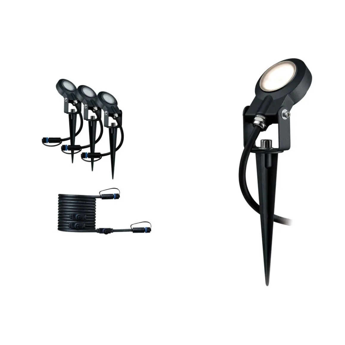 Plug & Shine Sting spot med spyd 6,4W 3000 Kelvin IP67 - 3 pakning utbyggingssett