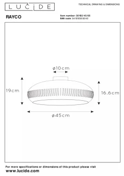 Rayco taklampe 45 cm - Rosa