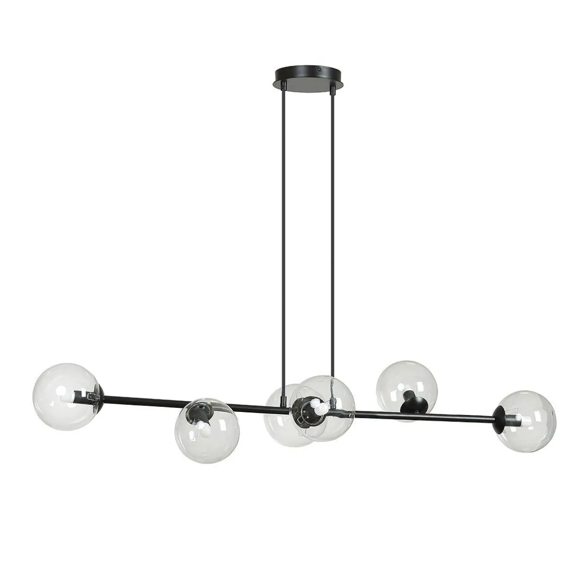 Rossi takpendel 6 lys - Svart/Klart glass