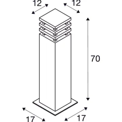 Rusty square pullert 71 cm IP55