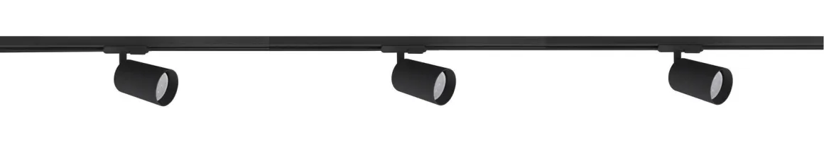 Secco spotskinne 3 spotter 1 meter - Svart