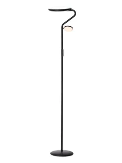 Slim uplight gulvlampe med leselys og fjernkontroll