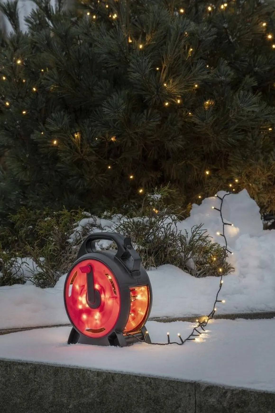Slynge 600 LED 42 meter julelys på kabeltrommel IP44 - Varmhvit