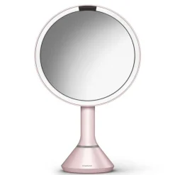 Sminkespeil med lys, sensor og oppladbart 20cm - Rosa