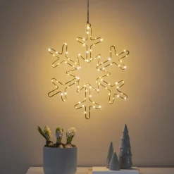 Snefnugg 48 cm 100 amber led - Gull