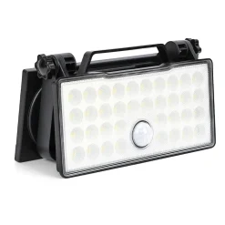 Solar portabel vegglampe 10W 3000 Kelvin IP65 utendørs med solcelle og sensor
