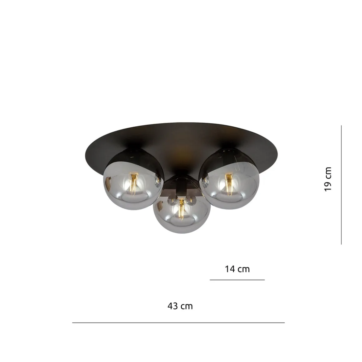 Solar taklampe 3 lys - Svart/Røykfarget
