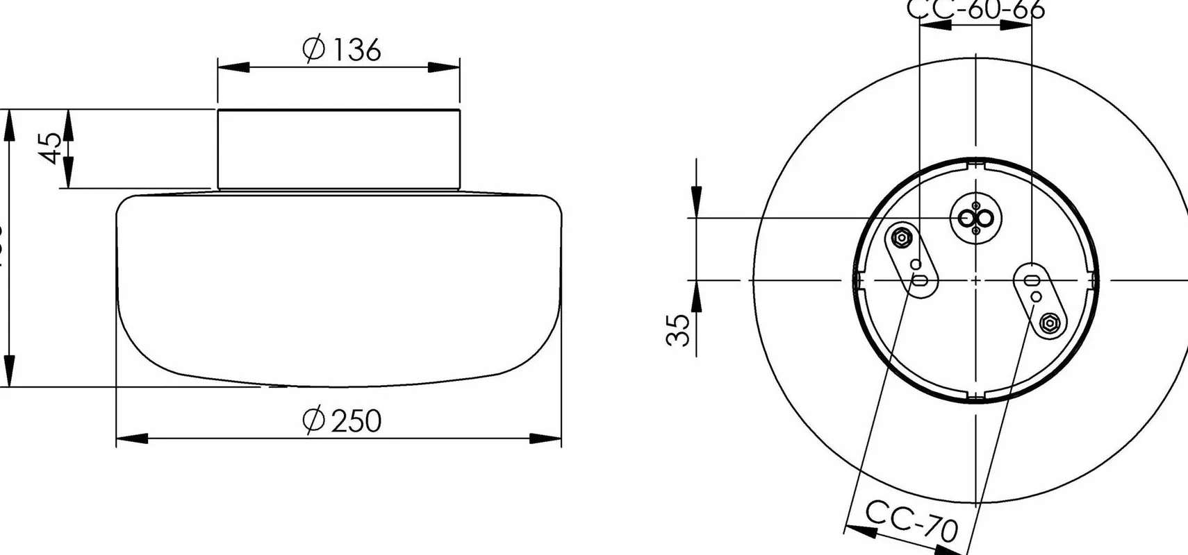 Solenne 250/156 tak/vegglampe IP44 10W 3000K