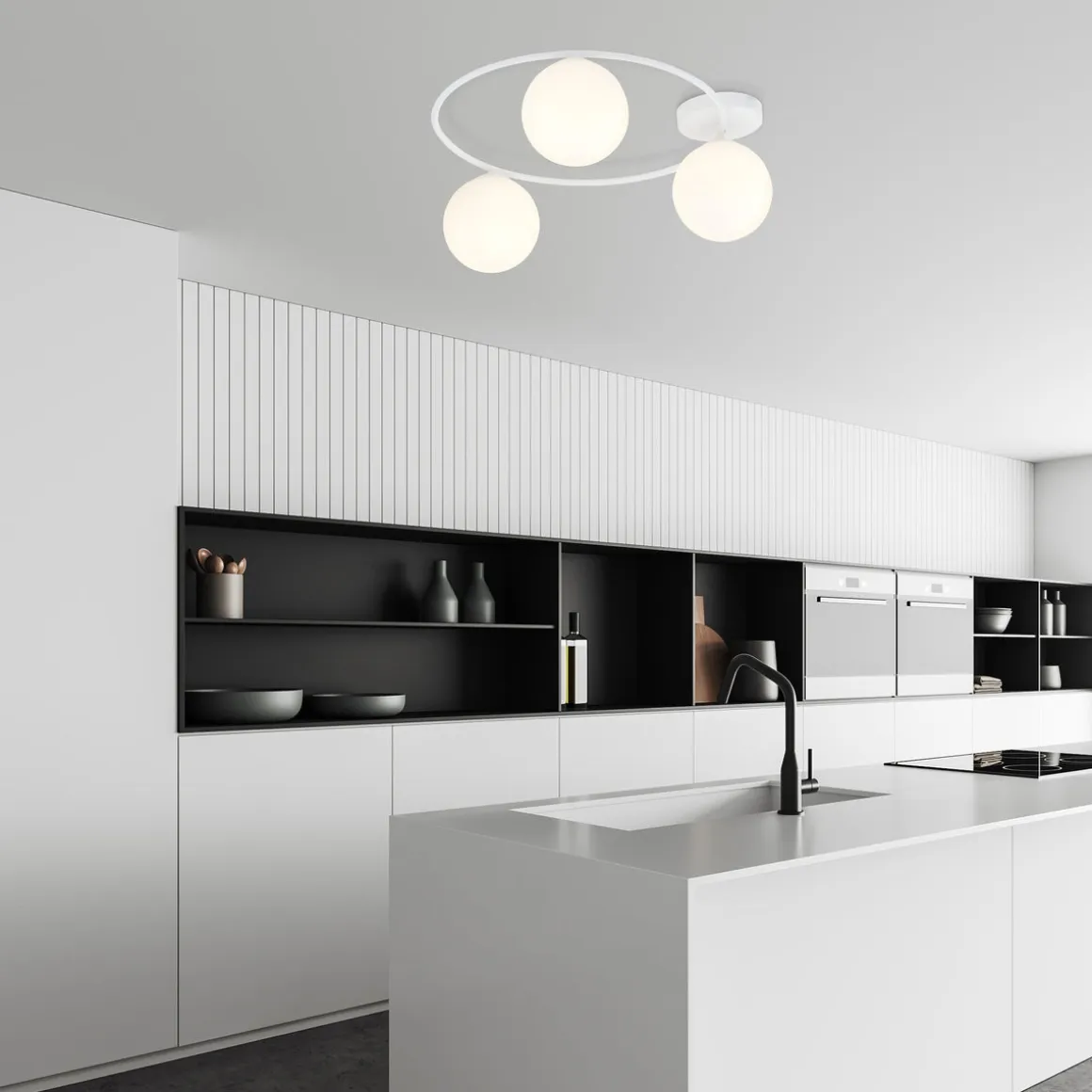 Sopra taklampe 3-lys - Hvit/Opal