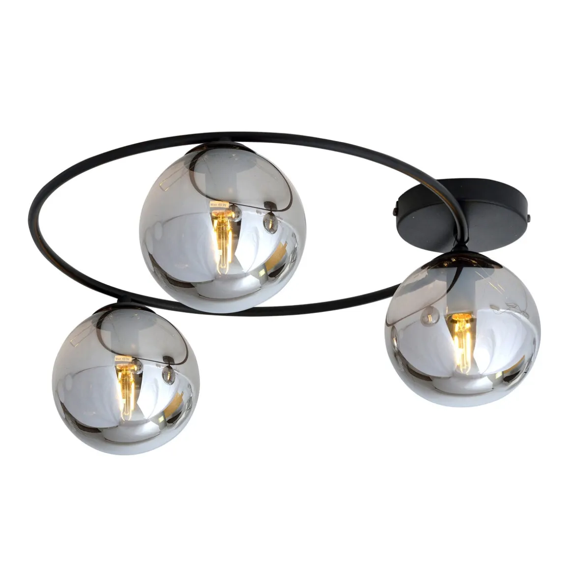 Sopra taklampe 3-lys - Svart/Røykfarget