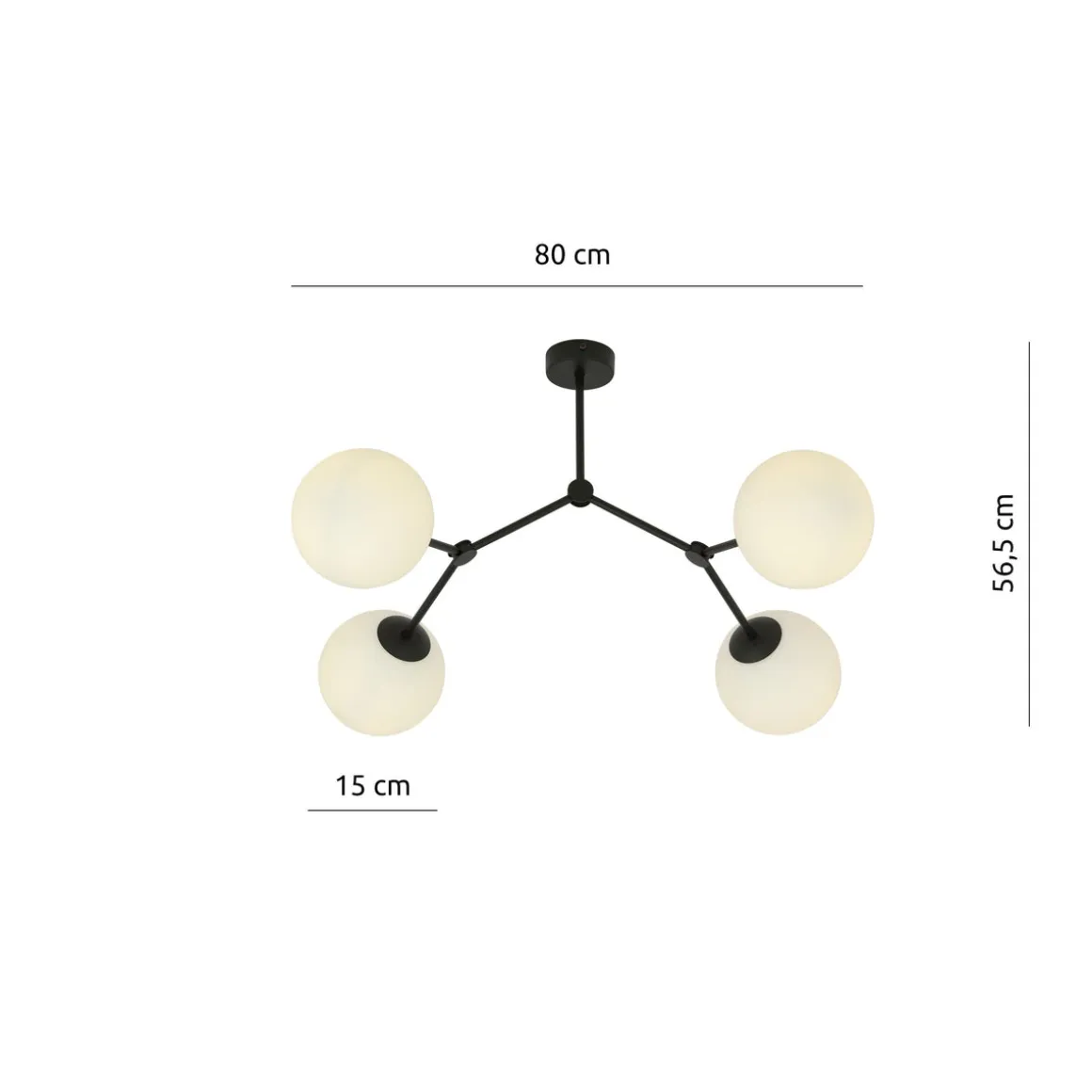 Space taklampe 4 lys - Svart/Opal
