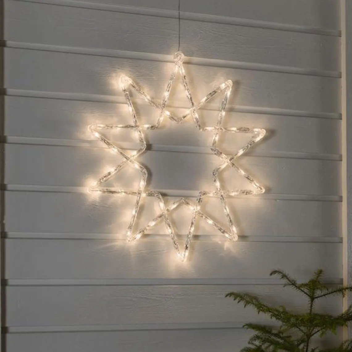 Stjerne med 60 varmhvite LED 58 cm IP44 utendørs