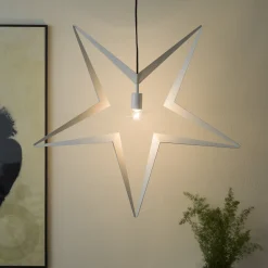 Stor adventstjerne i metall 80cm - hvit