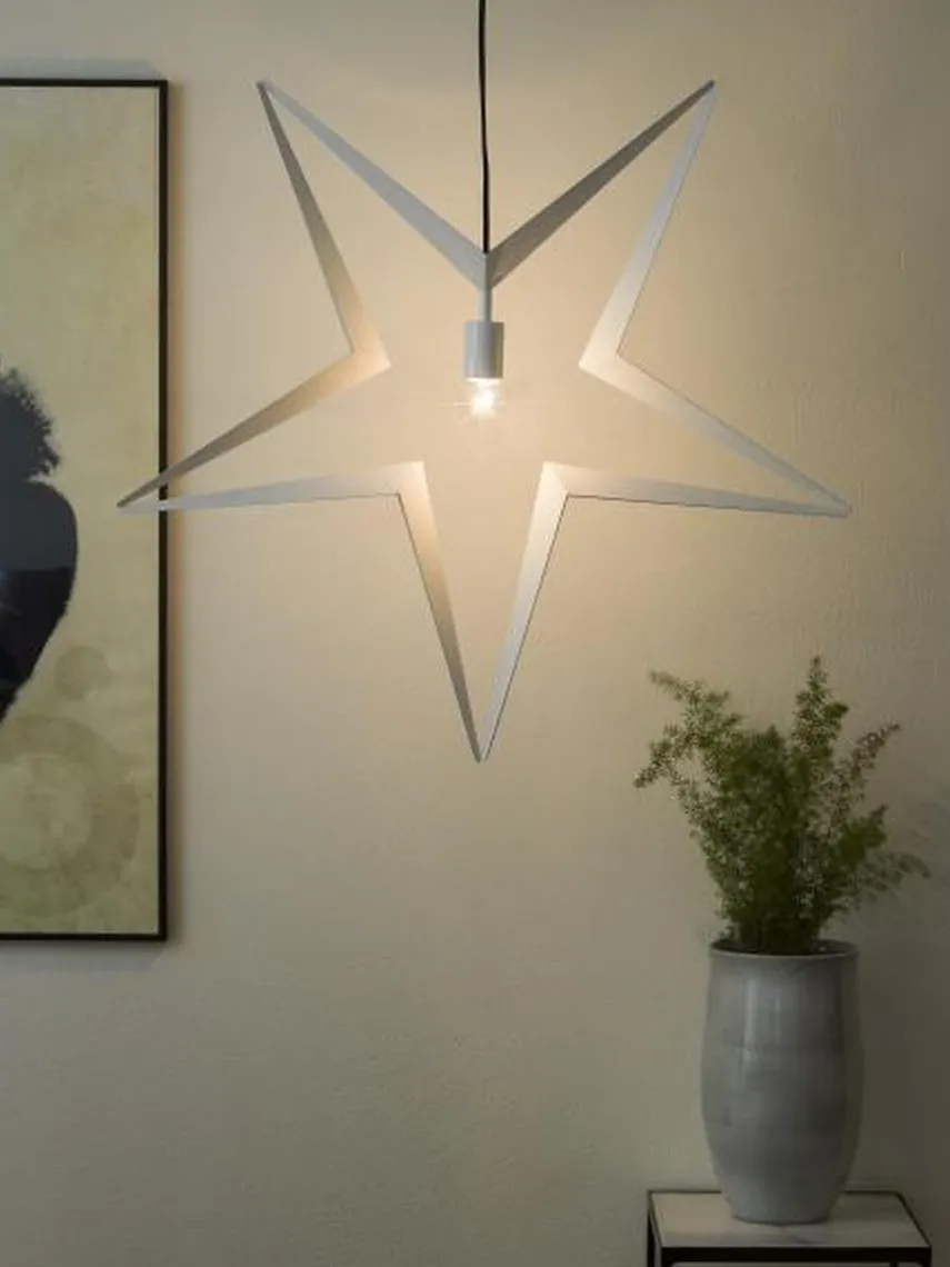 Stor adventstjerne i metall 80cm - hvit